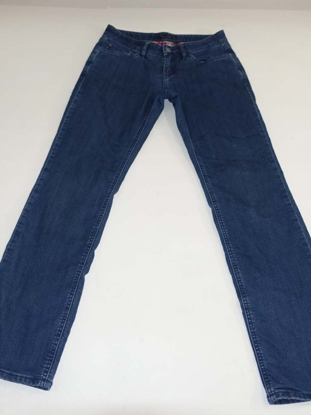 Prana Women's Straight Leg Flannel Lined Jeans Size 2 / 26 Blue Mid Rise Denim